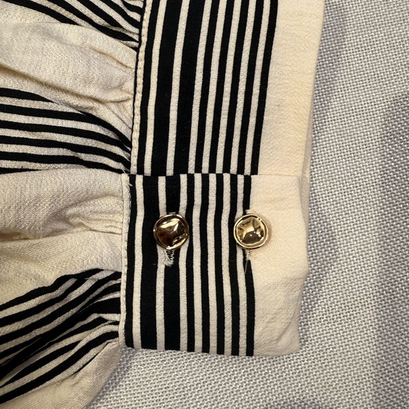 H&M Black and Cream Striped Long Sleeve Dress -Size L - Picture 6 of 8